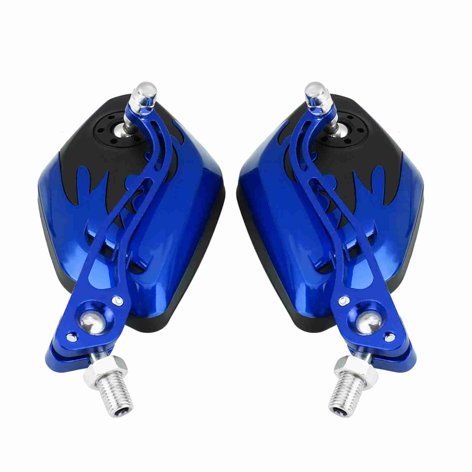 

1 пара 8 мм 10 мм универсальных алюминиевых зеркал заднего вида с рисунком пламени для мотоцикла и скутера синего цвета синий