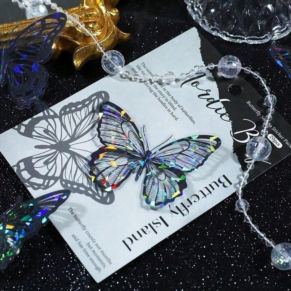 20PCS Autocollant Papillon Brillant DIY Décoration de Gâteau Mariage Joyeux Anniversaire Pour Mariage Anniversaire Fête Décoration de Gâteau