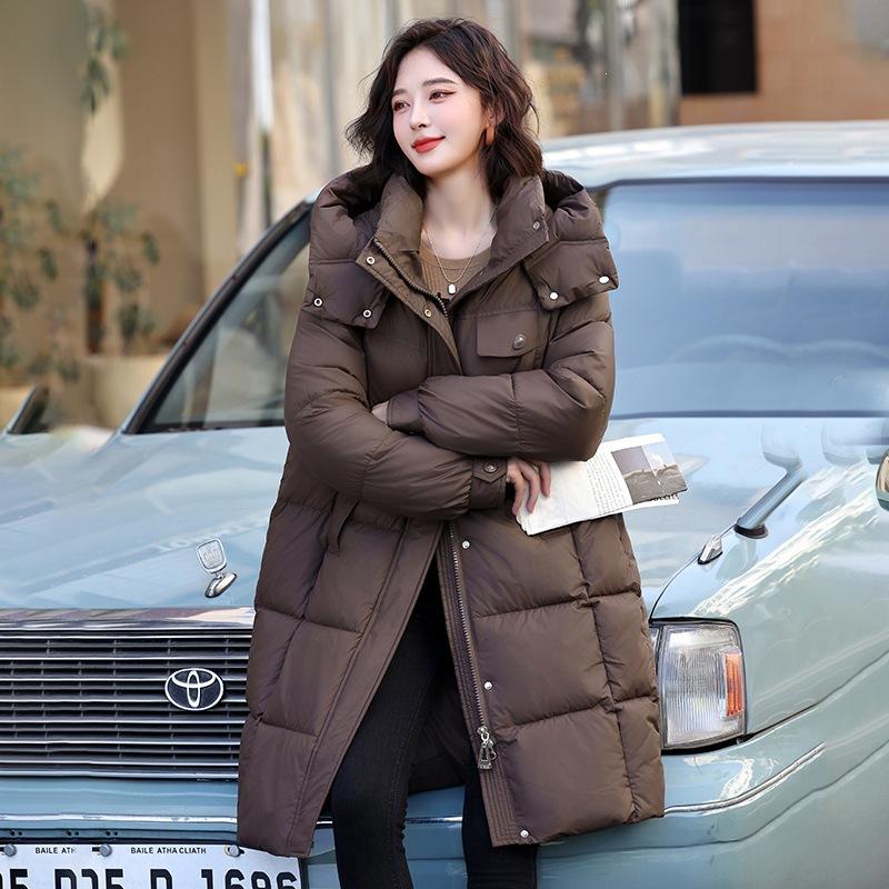 Winter new hooded long knee thickened cotton-padded clothes women's cotton-padded jackets loose down cotton-padded clothes women's