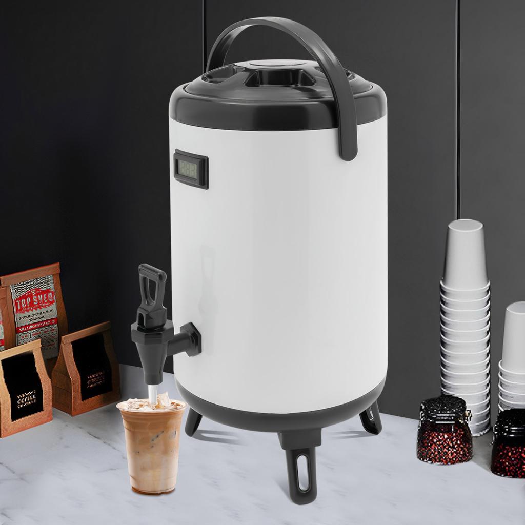 Großer 10L Edelstahl Heiß- & Kaltgetränke-Spender mit Thermometer, Auslaufsicherem Hahn & Deckel – Perfekt für Veranstaltungen & Partys