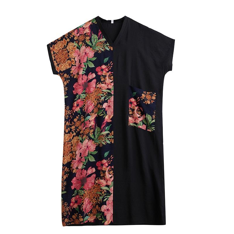 Rochie de vară lungă maxi casual largă din bumbac cu mânecă scurtă mărime plus vintage nouă în rochii pentru femei