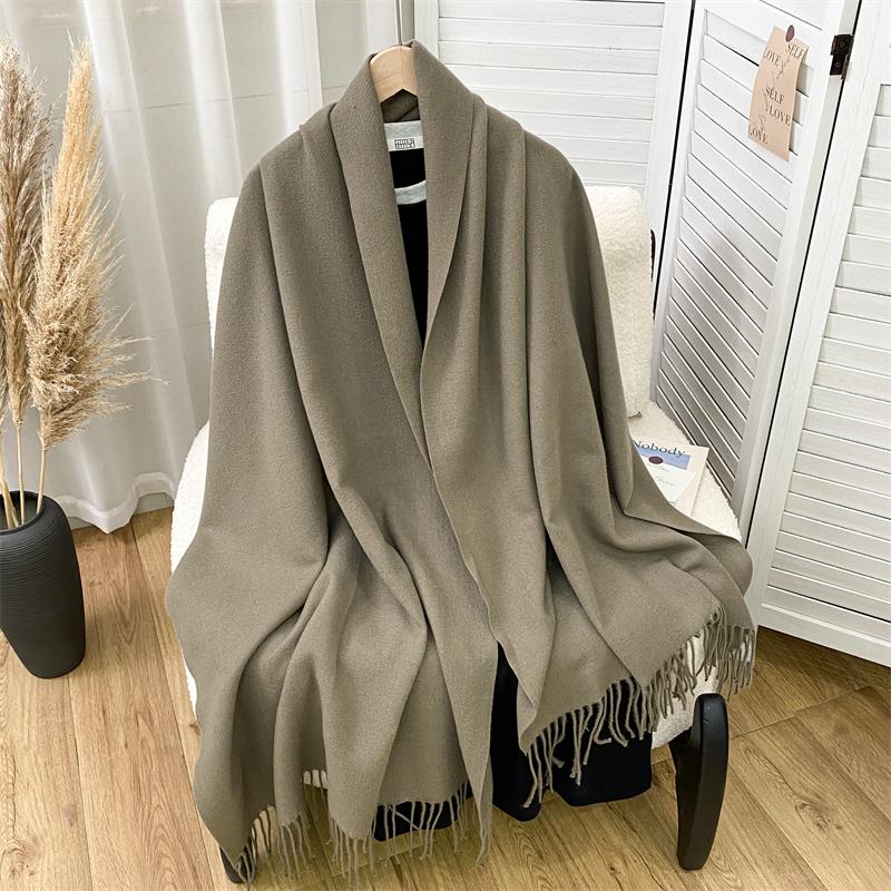 New Fashion Luxury Solid Color Thick Cashmere Winter Warm Scarf Women Pashmina Shawl Wraps Bufanda Female Tassel Scarves