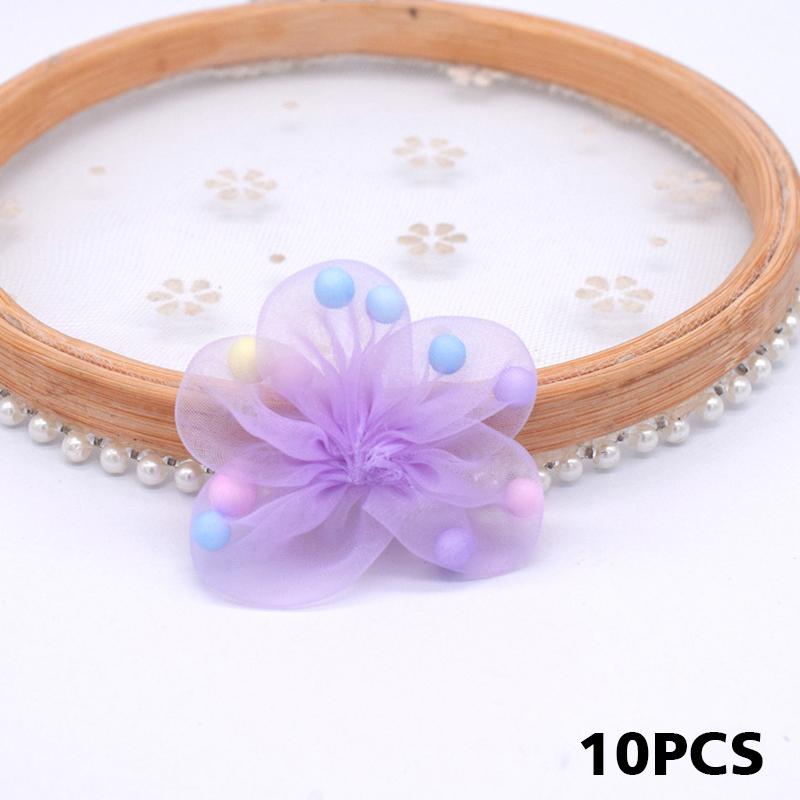

10PCS Garment Accessories Lace Flowers DIY Clothing Making Mesh Material Cute Colorful Ball Design Exquisite 4.5x4.5cm фиолетовый