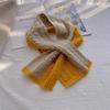 Interspersed Knitted Winter Two Color Small Scarf for Women with Lightweight Woolen Twist Scarf Short Cross Student Scarf