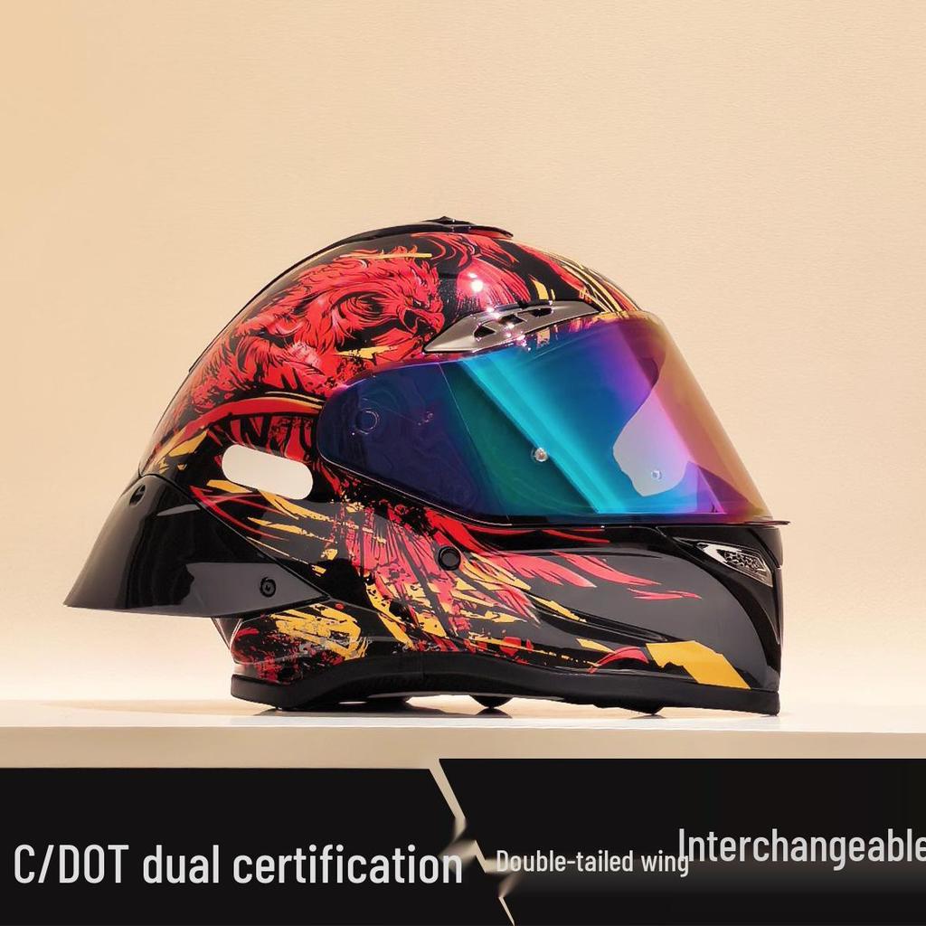 NBTK R50 DOT Full Face Helmet with Large Spoiler for Sportbikes & Cruisers - Spring/Autumn Use