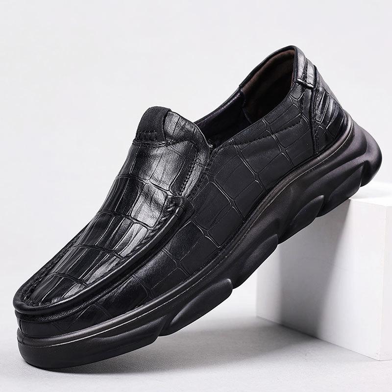 Sale First-layer Cowhide Men's Leather Shoes One-pedal Business Casual Men's Shoes Genuine Leather Soft-sided Non-slip Dad Shoes