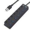 USB Cables Hubs & Adapters Multiport Usb 3.0 Hub With Independent Switch Black 7 Ports