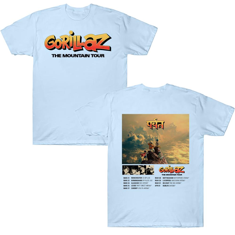 Cotton T-shirts Gorillazs The Mountain Tour Tshirt Music Band Punk Rock Y2K Tee Unisex Summer High Quality Casual Clothes