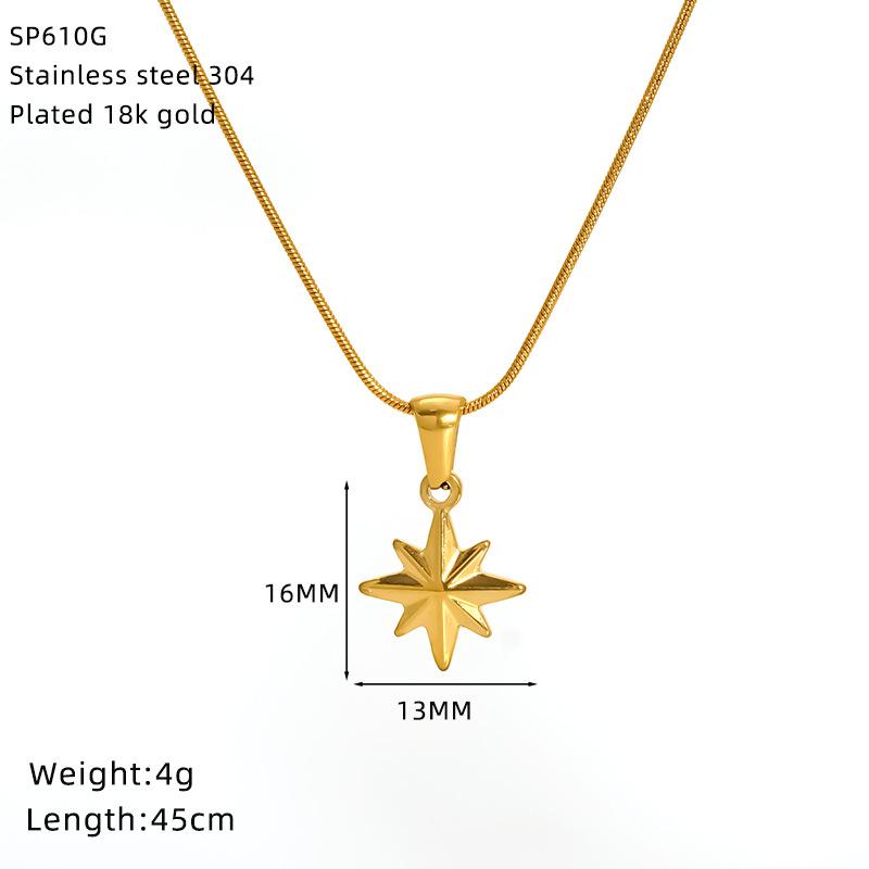 Vintage Premium Smiley Face Sun Flower Moon Stainless Steel Gold Plated Necklace Female Spot