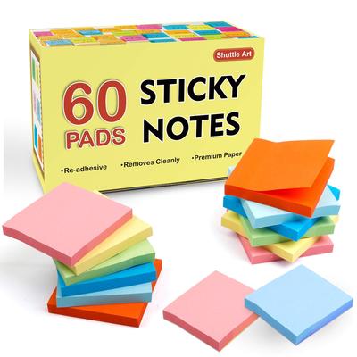 Shuttle Art Sticky Adhesive Memo 6 100 Sheets X 60 Square Block Memo Pastel Fluorescent Mixed Perfect for Phone Cute Ideal for Prizes Notes, Pads,