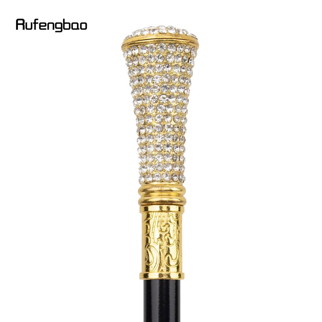 White Artificial Diamond Walking Cane Fashion Decorative Walking Stick Gentleman Elegant Cosplay Cane Crosier 92.5cm