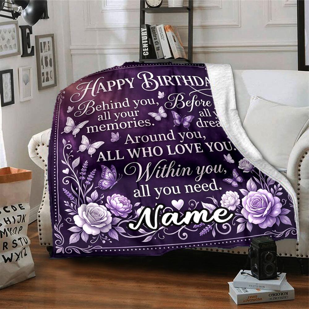 Happy Birthday Home Customize Your Name Home Blanketss Soft Comfortable Lightweight For All Seasons Perfect For Picnics Couches Offices Beds Living