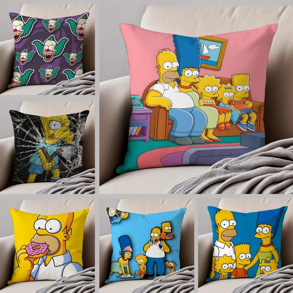 The Ssimpsons Cartoon Sofa Cushion Cover Throw Pillow Cover Hidden Button Durable Polyester Chair Cushion