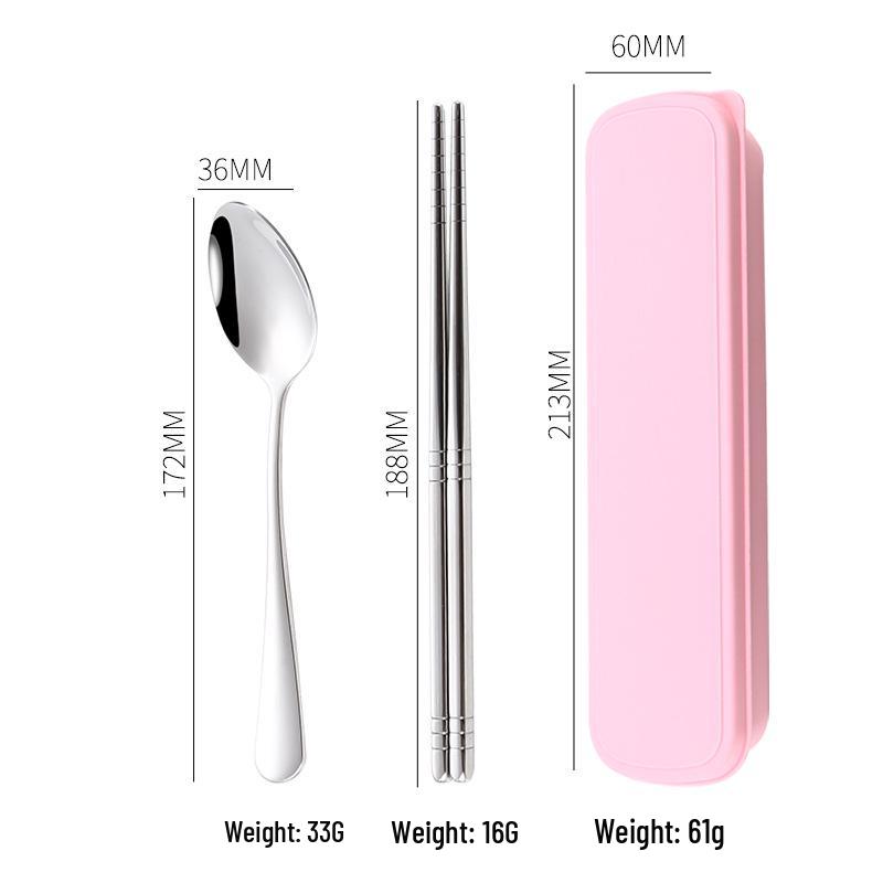 304 Stainless Steel Cutlery Set: Spoon, Fork & Chopsticks - Portable Three-Piece Set for Outdoors, Gift, or Students with Custom Logo Option