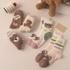 Coral Fleece Autumn and Winter Socks Women's Fleece Thickened Cartoon Bear Medium Tube Socks Warm and Comfortable Home Sleeping Floor Socks