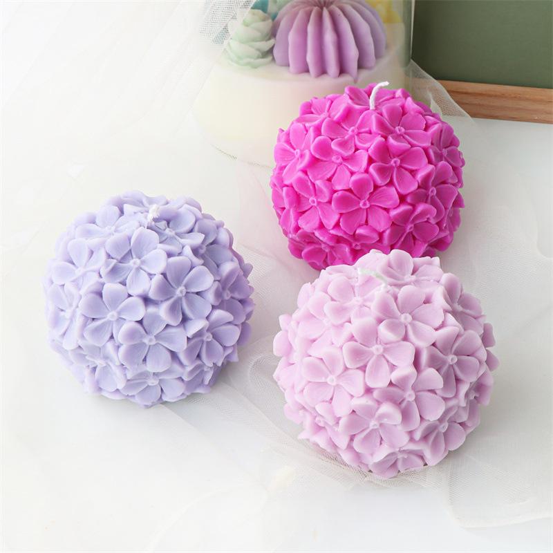 Flower Ball Silicone Candle Molds Aromatherapy Crafts Candles Spherical Flower Relief Resin Mold for Handmade Wedding Souvenirs
