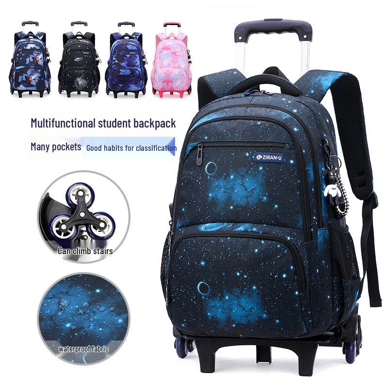 Lightweight Trolley Backpack for 3-6 Grade Students – Stair-Climbing Design for Boys and Girls