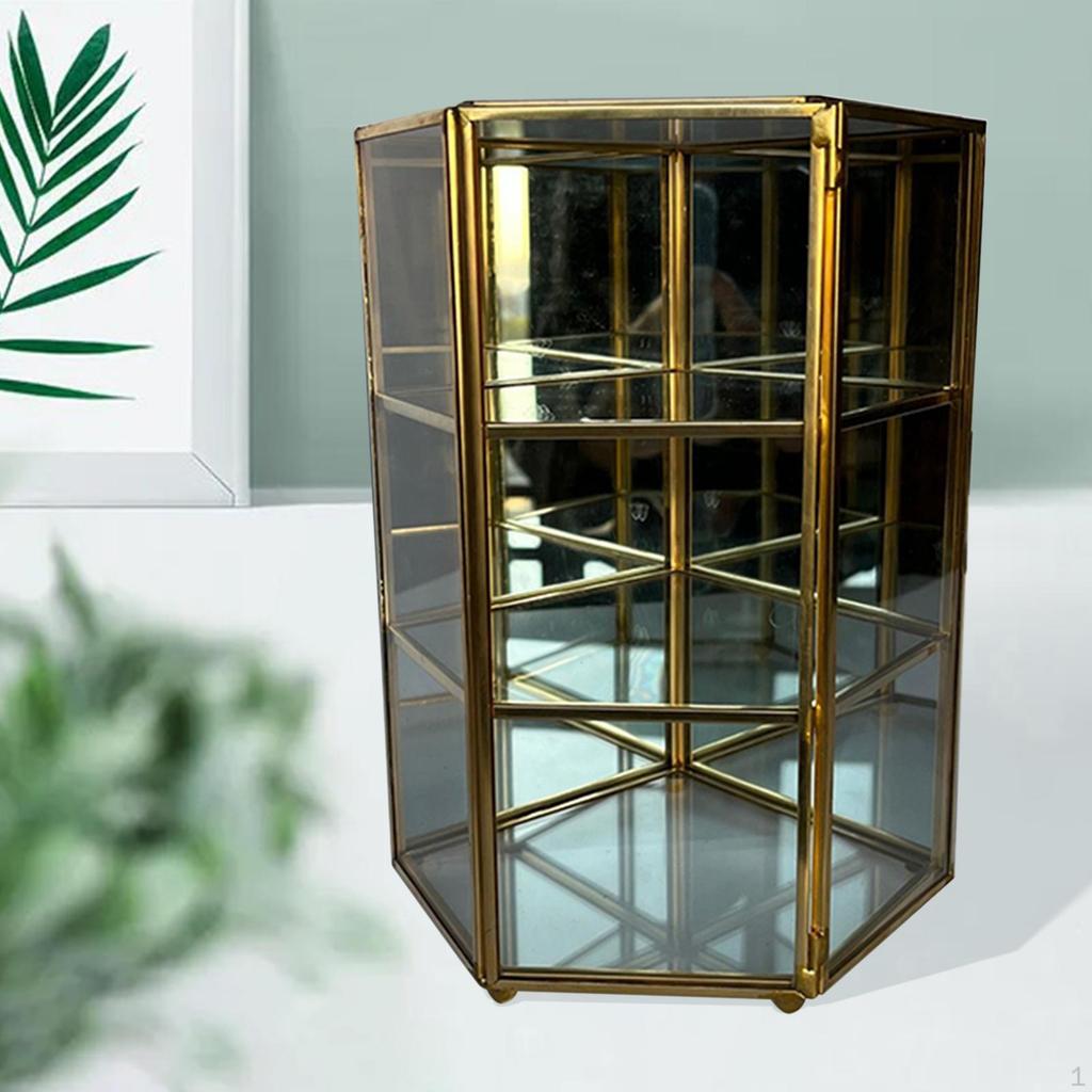 Clear Glass Display Jewelry Box Organizer Three Layers Decorative Keepsake Mirrored Desktop for