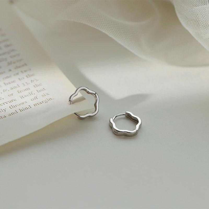 Women's Small Floral Hoop Earrings, Silver