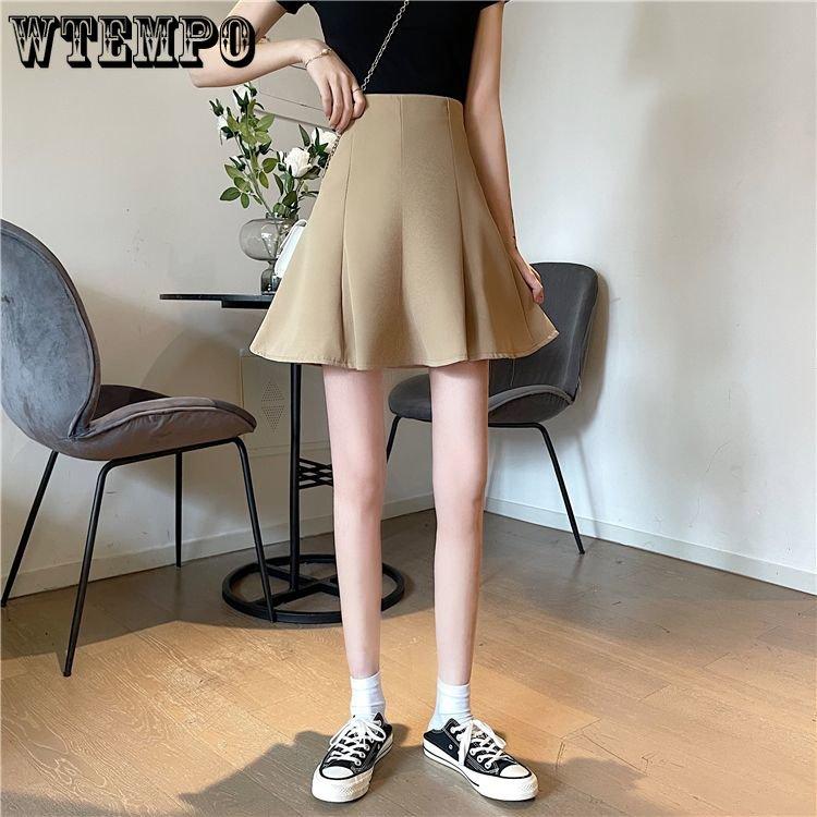 Chic Versatile Slim High-waisted Solid Umbrella Skirt Female Spring and Summer Personality Half-body Skirt Temperament A Line Skirt