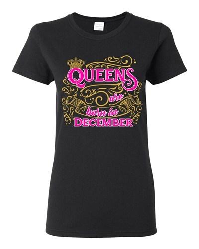 Ladies Queens Are Born In December Crown Birthday Funny DT T-Shirt Tee Unisex T-Shirt S