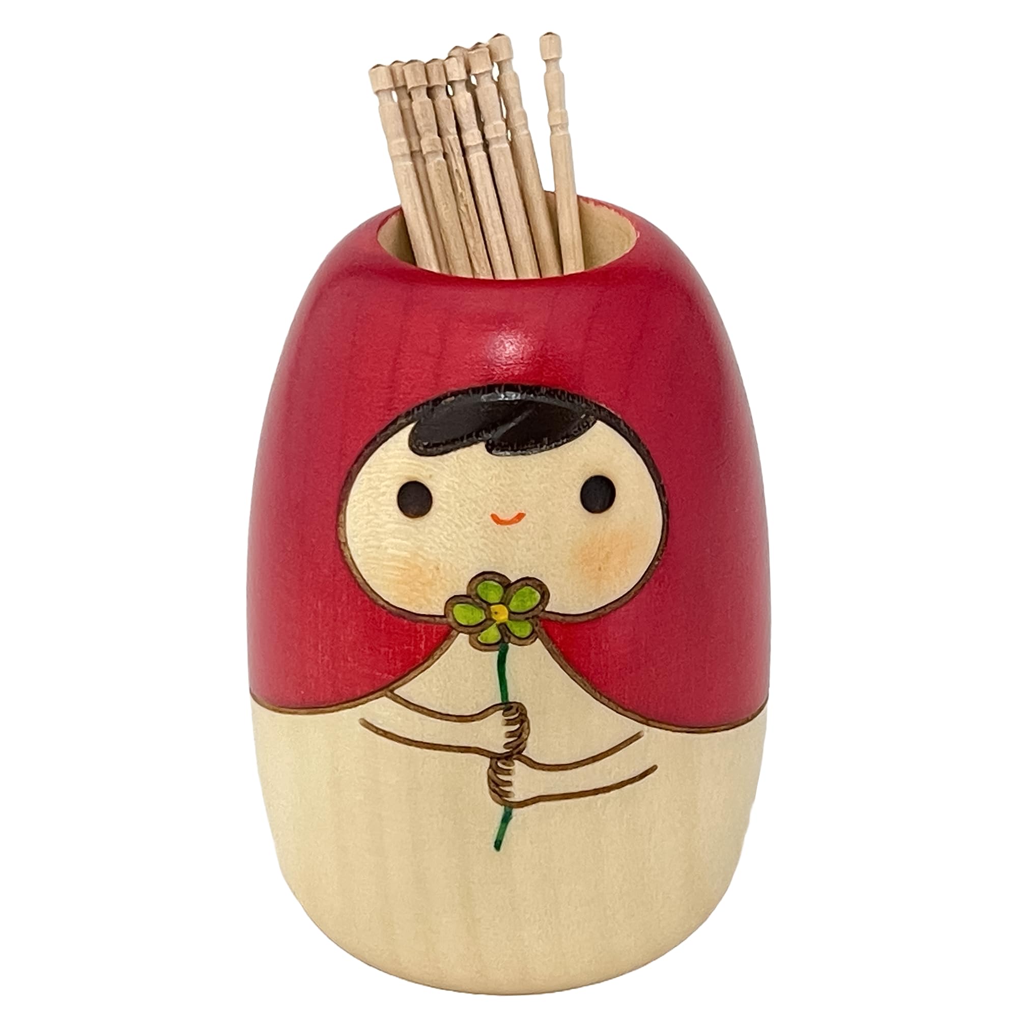 

Усабуро Кокэси Сделано в Кукла-контейнер для зубочисток легкой формы, Япония, (красный) 24-179