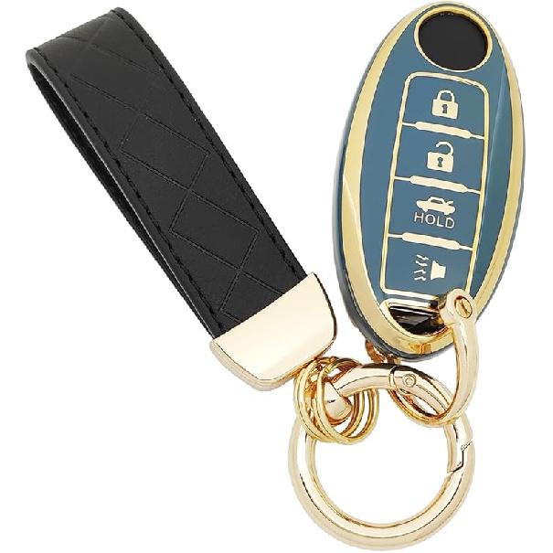 TPU Protective Key Fob Cover Case Compatible With Nissan 2007-2012 Altima 2009-2014 Maxima Murano For Infiniti FX35 FX37 FX50 G25 G35 G37 Q40 Q60
