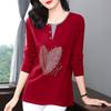 Women Long Sleeve Tees Tunic Elegant Blouse Round Collar Pullover Shirts Vintage Plus Size Female Clothes Tops