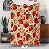 Sweet Strawberry Fruit Flannel Throw Blanket, Fresh Red Strawberry Leaf Print Soft Warm Cozy Blanket for Sofa Bed Bedroom Home Decor Gift