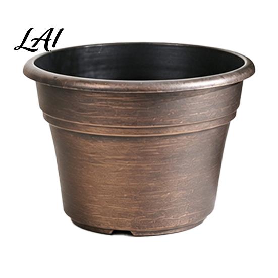 Decorative Garden Planters Retro Flower Pot with Saucer Bronze Finish Plant Drainage Holes Vintage Style Pots Breathable Thickened Plastic