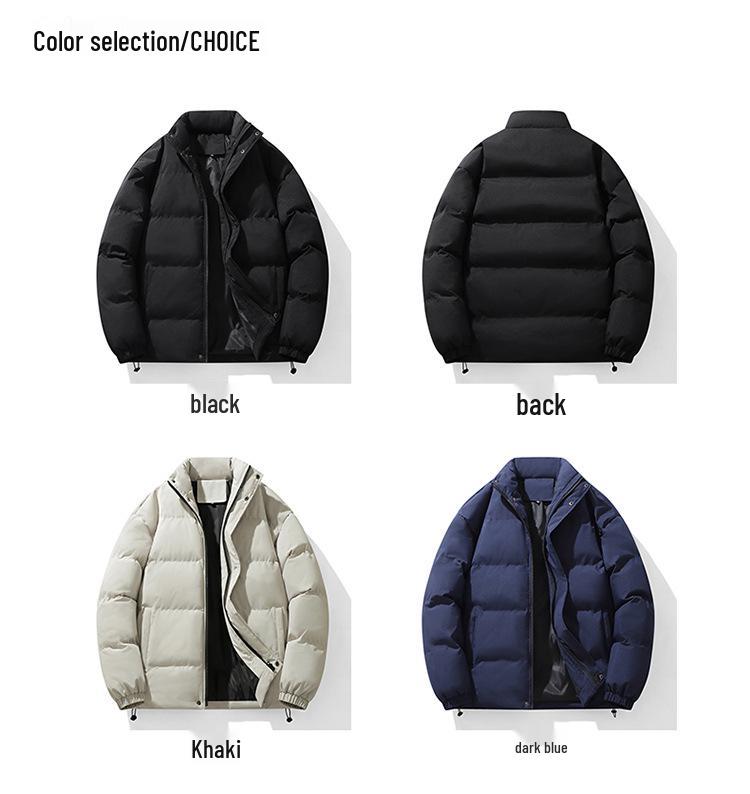 Unisex Cotton Padded Stand Collar Bread Coat - Autumn/Winter Casual Solid Color Jacket
