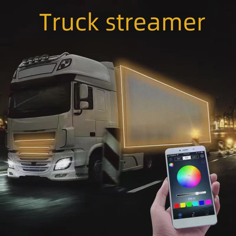 24V Truck Sun Visor Marquee Light Bar - Decorative Center Grid Streamer and Warning Atmosphere Light