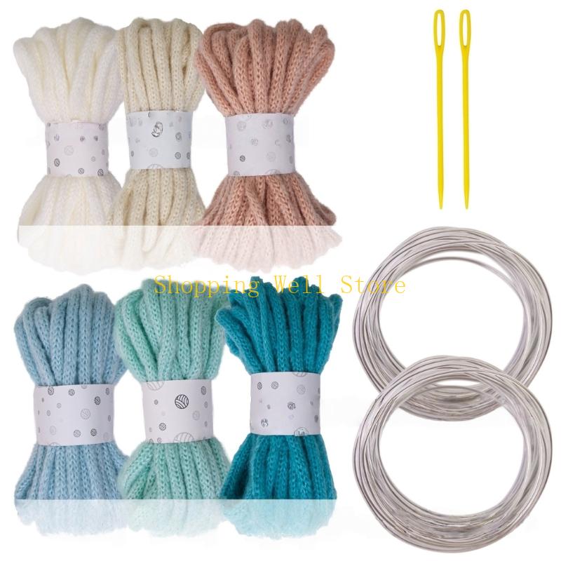 KX4B 6Rolls Of Multicolored Hollow Braided Cord Rope 5.46Yard Long 7mm Wide Polyester Rope For Art Craft And Home Decoration