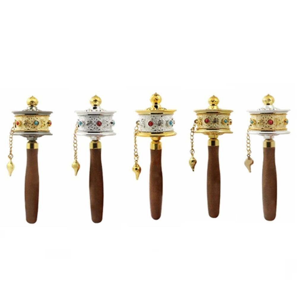 Hand Cranking Tibetan Prayer Wheel Colourful Religious Ornament  Home Decoration