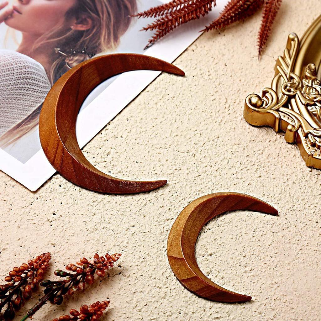 Moon Hairpin: Crescent-Shaped Wooden Hair Fork and Styling Clip, New Chinese Style.