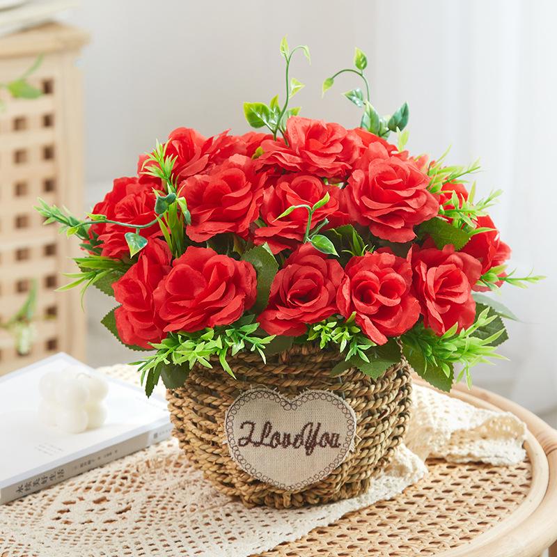 Silk Sunflower Floral Arrangement: Artificial Potted Bouquet for Living Room and Dining Table Decoration.