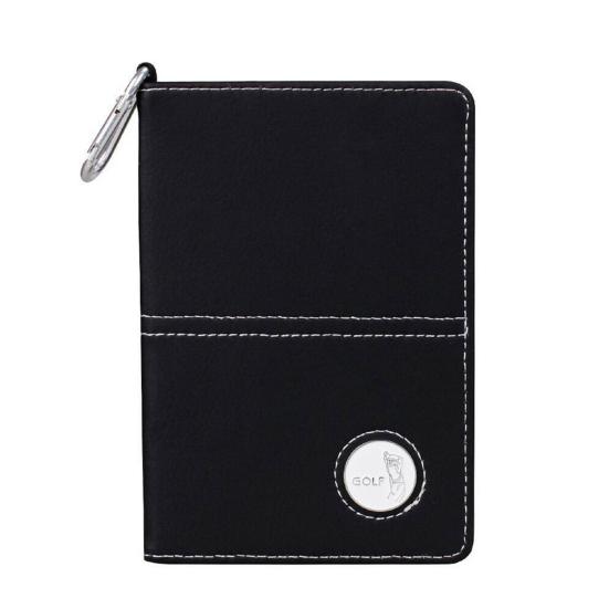 Golf Scorecard Holder Faux Leather Golf Yardage Book Cover Scorecard Book Protector with Ball Marker Hook Golf Accessories