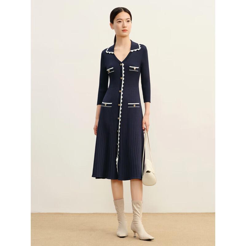 

JUZI ANNACAU Chic Three-Quarter Sleeve Rib-Knit Dress S