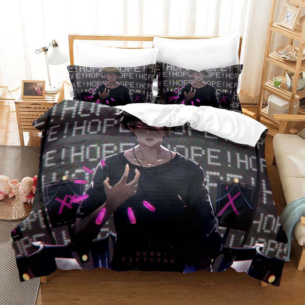 New Danganronpa V3 Bedding Set Cartoon Anime three-piece set Adult Kid Bedroom Duvet cover Sets Y2k Girls comforter bedding sets