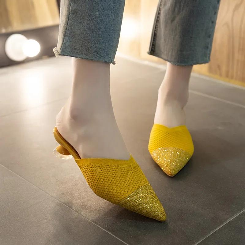 Damen Sommer Einfarbig Niedrigen Absatz Hausschuhe Weibliche Koreanische Version Oberbekleidung Spitze Zehen Alle-spiel Nicht-slip Verschleiß-beständig Sandalen Hausschuhe