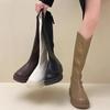 Fashion Versatile But Knee Boots Women's 2025 Summer New Retro Thin Small Thick-soled Heightening Knight Boots