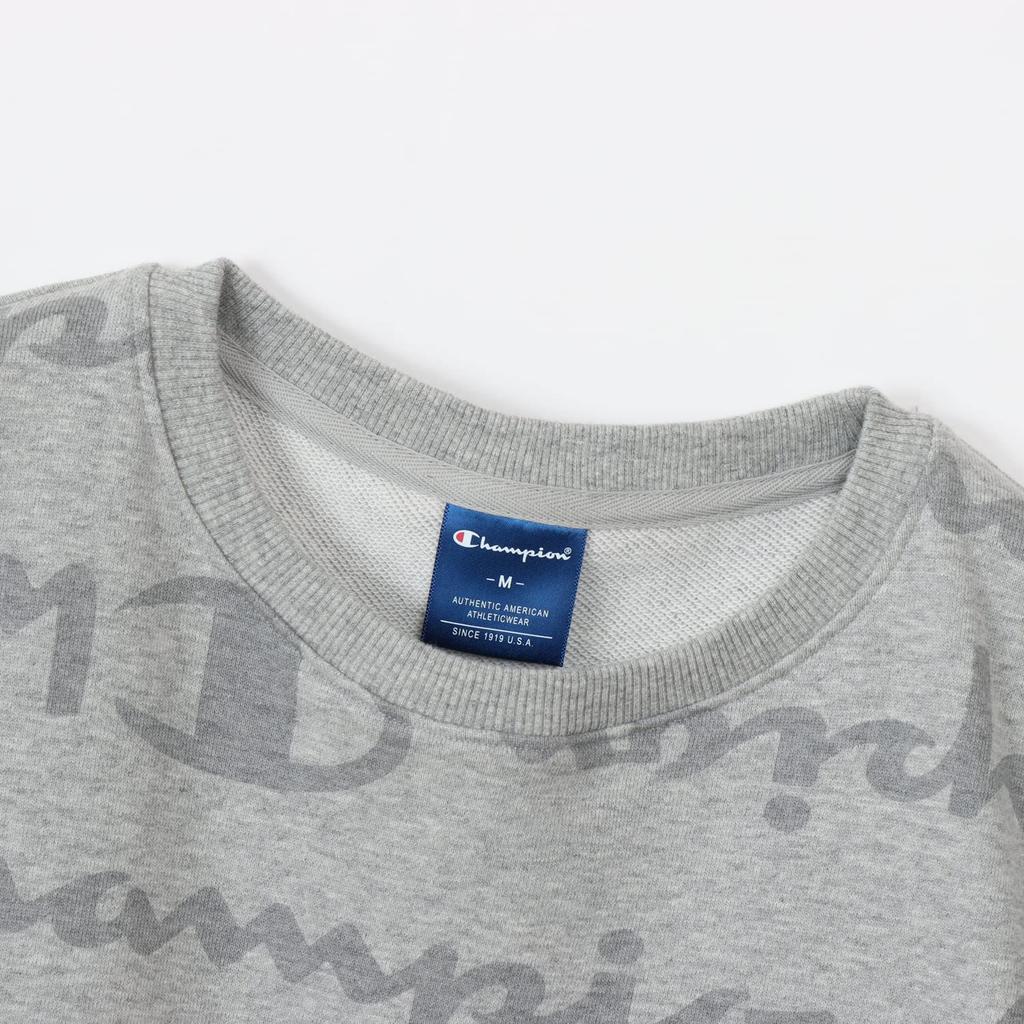 Champion Long Sleeve Crew Neck Sweatshirt with Cotton USA Oxford Size M Women's CW-YS002 Logo, Gray,