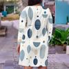 Women Plus Size V Neck Long Sleeve Printed Straight Midi Dress