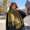 Autumn and winter new plaid scarf high-end women's versatile shawl thickened scarf