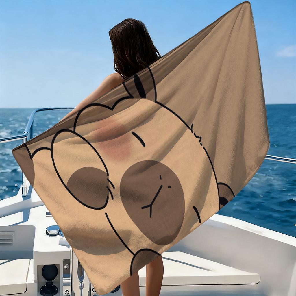 Capybara Cartoon Strandtuch Schnelltrocknend Klein bis Groß Handtuch Geeignet für Strand Yoga Fitnessstudio Pool Sommer Lustiges Geschenk für Freunde