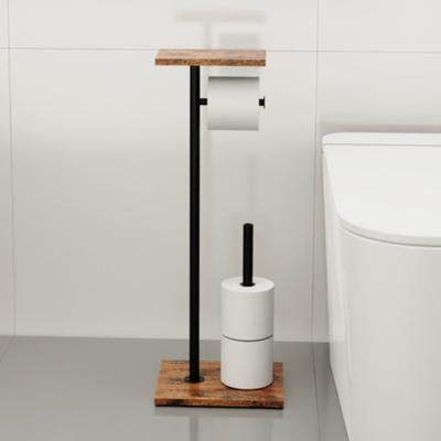 Porte-papier toilette sur pied Porte-mouchoirs de salle de bain Porte-mouchoirs multifonctionnels Bois Élégant Porte-serviettes Accessoires de salle de bain
