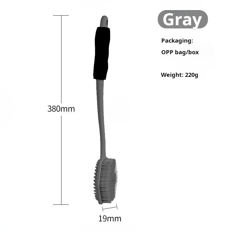 Double-Sided Silicone Bath Brush - Long Handle Back Scrubber for Exfoliating, Body Cleaning and Relaxing Skin Care In Bath
