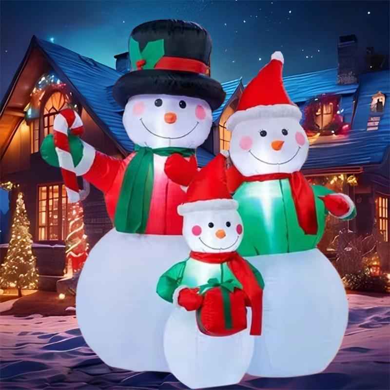 Inflatable Toy Family Snowman Christmas Inflatable Model Luminous Inflatable Model Christmas Atmosphere Decoration Model
