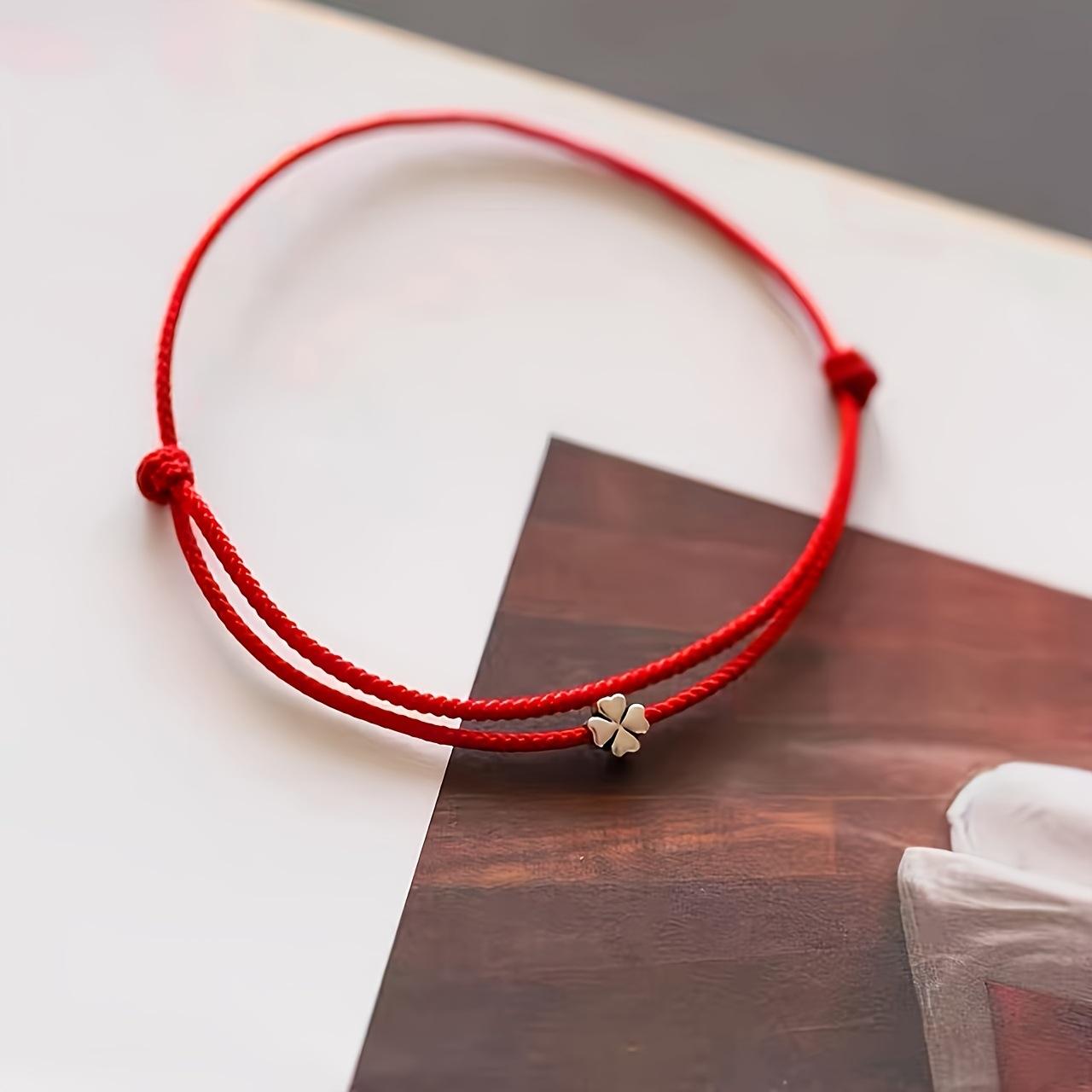 

JYL TS Bracelet Four-Leaf Clover Red Cord Luck & Wish Fulfillment AT7 печінка chestnut колір