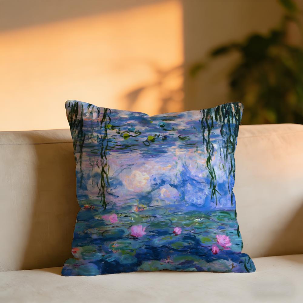 

Monets Works Cushion Cover Cozy Velvet Throw PillowSoft Warm Cushion For Sofa Bed 30X30cm